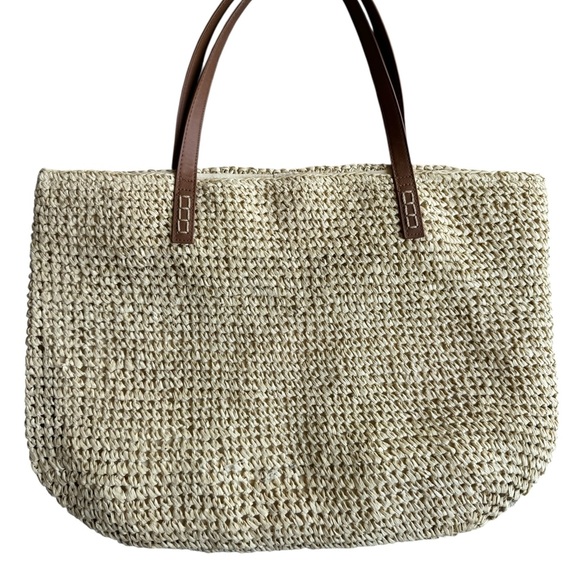 STRAW STUDIOS Hello Summer Tote Bag Handmade With Pockets Snap Closure 14 x 19.5 - Picture 2 of 6